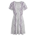 thumbnail image 4 of Purple Grey Leaves Dress Summer Street Style Dresses Female Short Sleeve Printed Sundress, 4 of 7