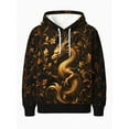 thumbnail image 2 of Men's Traditional Chinese Dragon and Floral Pattern Hoodie - Black and Gold Dragon Pattern Winter Warm Pullover, Korean/Chinese Style, Hooded Sweatshirt, Sports Sweatshirt, Fashion Casual Hoodie, 2 of 5