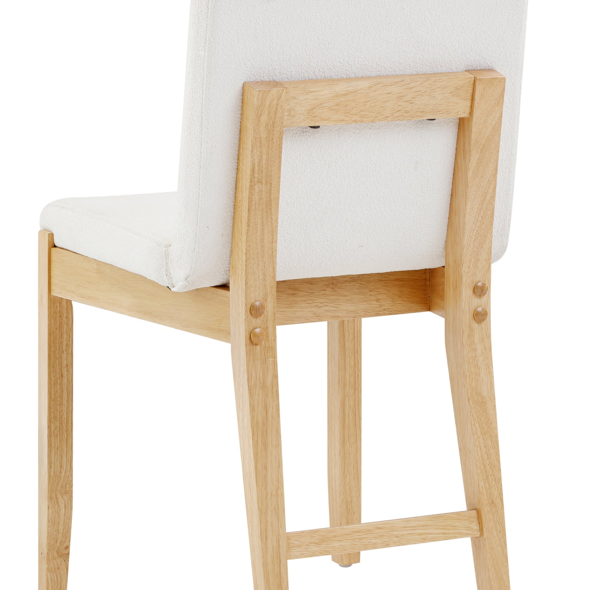 Nathan James Gracie Modern Upholstered Dining Room Chair with Cushion, Boucle Dining Chair with Solid Wood Frame, Cream Boucle/Warm Pine