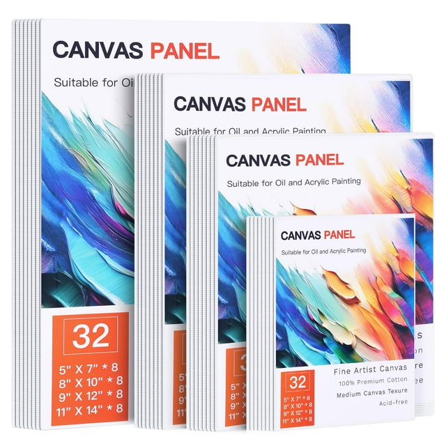 Tableros de lona FIXWAL para pintar 32 piezas con 8 x 10, 9 x 12, 11 x 14, 5 x 7