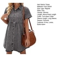 thumbnail image 5 of Women Babydoll Dress Women's Short Sleeve A-line Faux Denim Button-down Mini Dress Solid Color Lapel Patchwork Dress for Dating Commuting Party Wear, 5 of 5