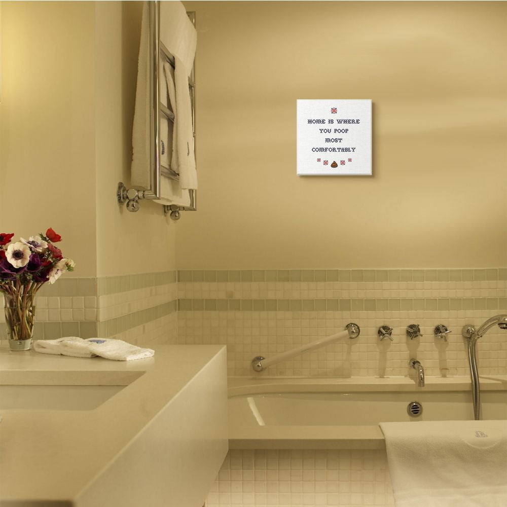Stupell Industries Home Is Where You Poop Modern Humor Needlepoint Designed by Daphne Polselli