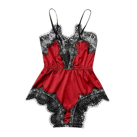 

QENGING Womens Lingerie Clearance Lace Babydoll Sling Vest Hollow See-Through Nightdress Sleepwear Set