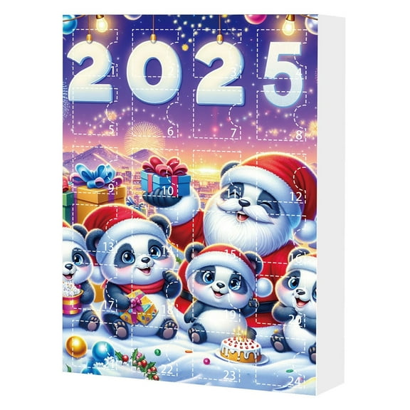 2025 Christmas Countdown Calendar Cute Pandass Acrylic Decoration Holiday Gifts Box For Family And Friend