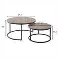 thumbnail image 3 of CENSI Round Nesting Coffee Table Set of 2, 31.5" Modern Grey Wash Oak Wood & Metal Frame, Industrial Circle Stacking Accent Tables for Living Room, Rustic Farmhouse Decor, Easy Assembly, 3 of 9