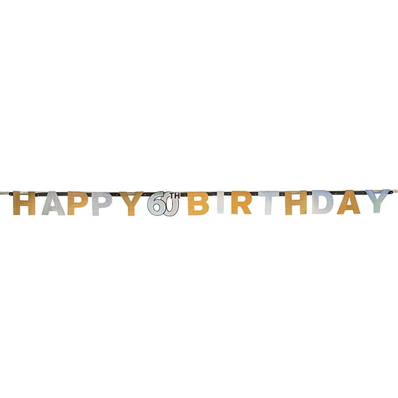 60Th Sparkling Celebration Banner - Party Supplies - 1 Piece