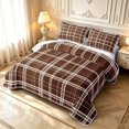 thumbnail image 3 of Manfei Classic Checkered Twin Quilt Set,Rustic Plaid Twin Coverlet Set,Brown White,2 Pieces,1 Bedspread and 1 Pillowcase, 3 of 7