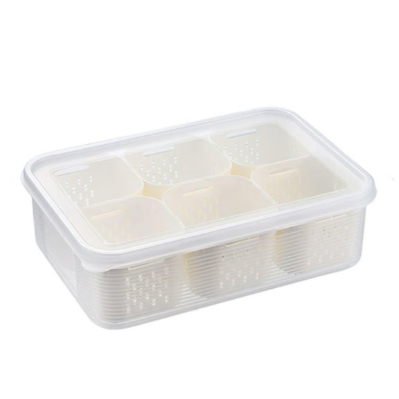 Food Storage Box Divided Snack Serving Tray with Lid BPA Free 6 Compartments Snack Box Portable Storage Organizer