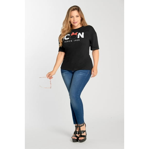 Blusa Negra Mickey Mouse Dama Mundo Terra 026297