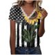 thumbnail image 2 of Fiudx Ofertas Flash Artículos En Oferta Moda Mujer Casual Día de La Independencia Impresión Blusa Manga Corta Camiseta Verano Encaje Tops, 2 of 4