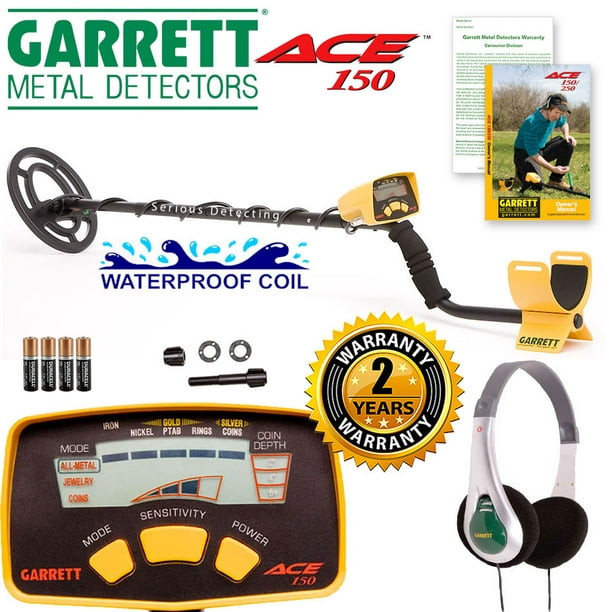 Garrett Ace 150 Metal Detector W Headphones Waterproof Coil Walmart Com Walmart Com