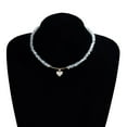 thumbnail image 6 of Glass Bead Heart Rhinestones Necklace Dainty Jewelry Comfort Fit Daily Use], 6 of 21