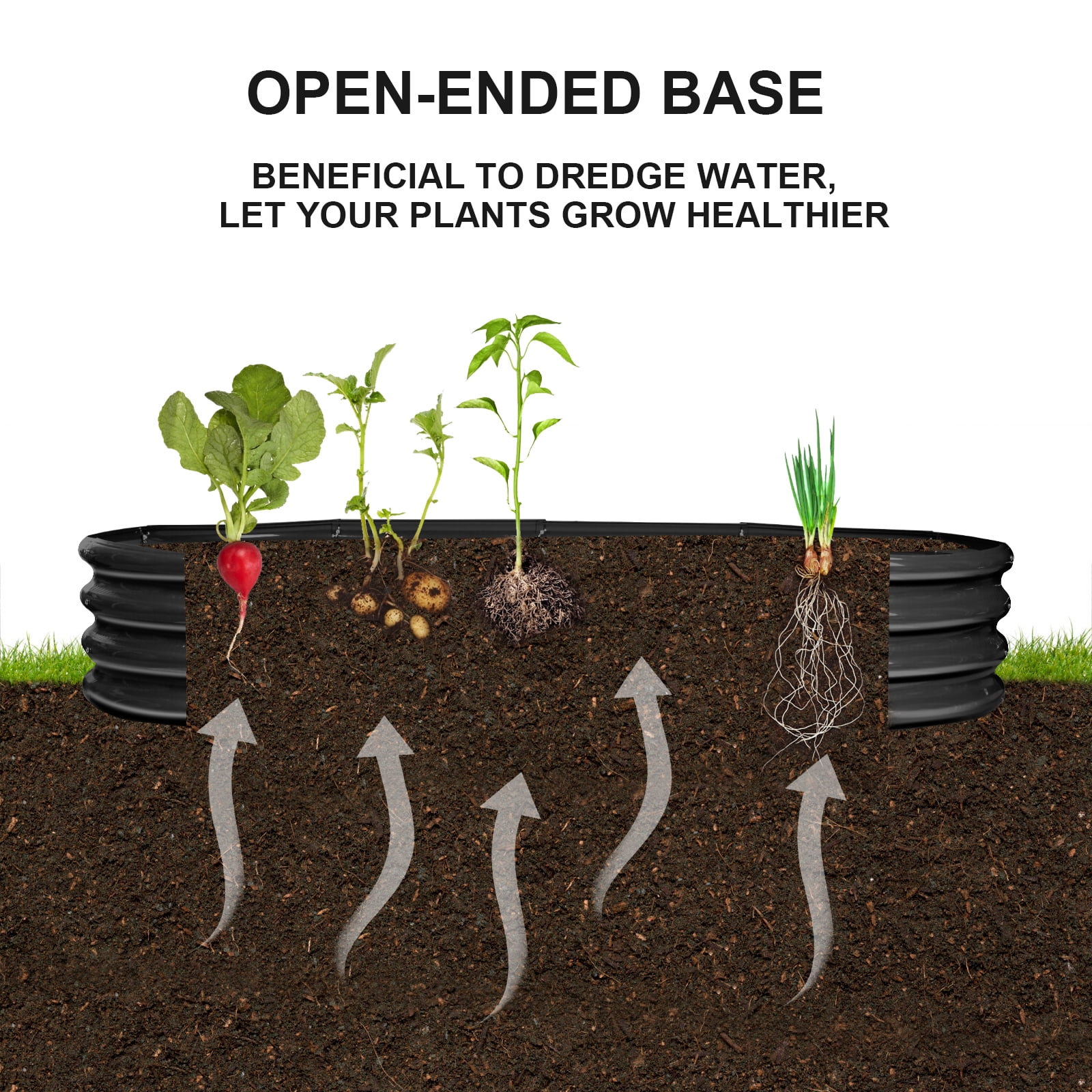 Asotewt Raised Garden Bed 5ft Oval Large Rot-Resistant Galvanized Metal Planter Box, 60"D x 29"W x11"H,Black