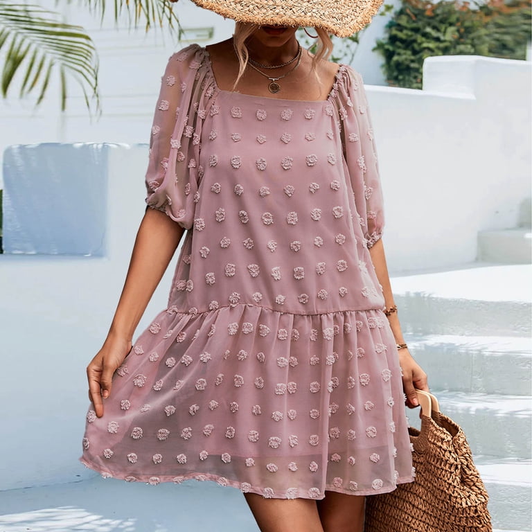 Womens Puff Short Sleeve Square Neck Cute Summer Dresses Plain Chiffon Mini Dress Casual Flowy Beach Dress - Walmart.com Womens Puff Short Sleeve Square Neck Cute Summer Dresses Plain Chiffon Mini Dress Casual Flowy Beach Dress - Walmart.com