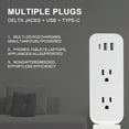 thumbnail image 3 of Extensor de enchufe eléctrico compatible con enchufes USB-A, USB-C y 2 tomas de corriente alterna, 3 of 7