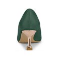 thumbnail image 2 of BLISSFUL STEP Women's Pointed Toe Low Kitten Heel Dress Pumps Dark Green (Size 8.5), 2 of 7