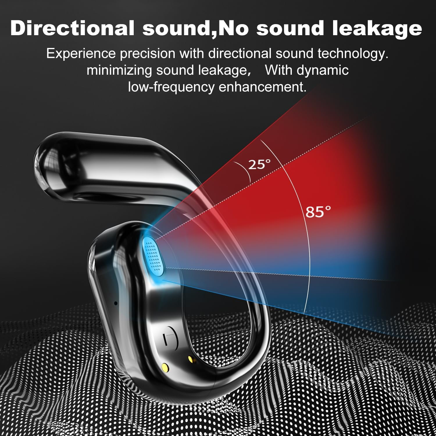 Open Ear Bluetooth 5.4 Headphones,Wireless Bone Conduction Earbuds Built-in Mic Sport Over Earphones with Comfort Ear Hooks LED Display Charging Case,Waterproof IPX7 Design for Running Fitness,Black