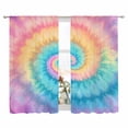 thumbnail image 2 of Colorful Tie Dye Semi Sheer Window Curtains 72 Inches Long, Rainbow Ombre Abstract Pattern Art Rod Pocket Voile Chiffon Curtain Light Filtering Drapes for Living Room, Kitchen, 52"x72", 2 Panels, 2 of 9
