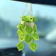 thumbnail image 7 of Soumake Car Mirror Hanging Accessory Handmade Knitted Cute Crochet Potted Plant Rear View Decor Car Interior Accessories Practical, 7 of 7