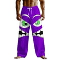 thumbnail image 2 of Blmnix Low Waisted Pants Men Lightweight Pants Beach Pants Palazzo Baggy Pants Long Purple Wide-Leg Summer Pants for Men,XXXL, 2 of 5