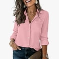 thumbnail image 6 of VBVC Women's Collared Button Down Shirt , Business Casual Work Blouse For Women , Ladies' Lightweight Long Sleeve Top with Pockets, Pink , S-2XL, 6 of 8