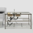 thumbnail image 3 of Aiqidi Commercial Stainless Steel Sink Double Bowl Freestanding Restaurant Kitchen Prep & Utility Sink Basin with Faucet+Drainpipe, 3 of 12