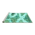 thumbnail image 2 of Ahgly Company Machine Washable Indoor Round Abstract Turquoise Blue Modern Area Rugs, 6' Round, 2 of 4