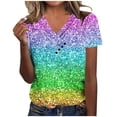 thumbnail image 2 of Fiudx Ofertas Flash Artículos En Oferta Top de Primavera/Verano de Manga Corta Informal de Moda con Cuello En V para Mujer, 2 of 4