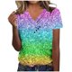 thumbnail image 1 of Camiseta de Manga Corta con Cuello en V, Camiseta Larga de Moda Y Ligera para Mujeres, 1 of 4