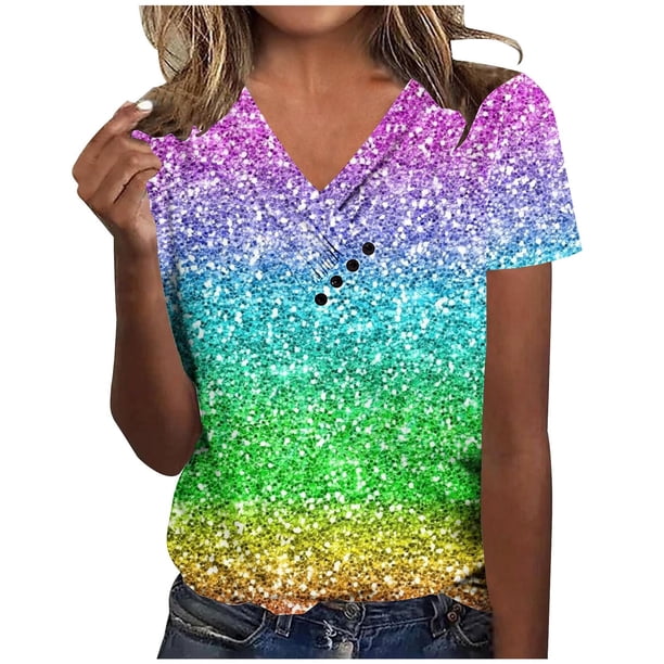 Camiseta de Manga Corta con Cuello en V, Camiseta Larga de Moda Y Ligera para Mujeres