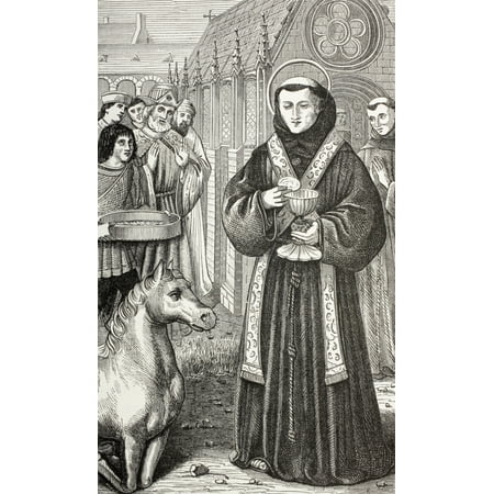 St Anthony Of Padua Statue St Anthony Of Padua Anxious To Demonstrate The Truth Of The Holy Sacrament To A Heretic Who Asked Him To Perform A Miracle Commands A Mule To Adore The Eucharist Which It Does By Kneeling From Militar ()