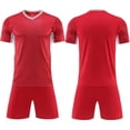 thumbnail image 3 of Odeerbi Toddler Kids Boys Girls Mesh Soccer Training Uniform Set Solid Color Short Sleeve T-Shirt Shorts Quick Dry Athletic Sets for 1-12 Years, 3 of 5