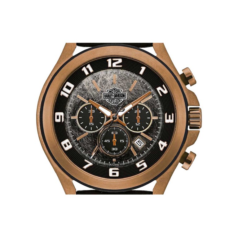 Harley-Davidsonの時計 Men's Six-Hand Chronograph Watch, Amber Plated Finish 78B148