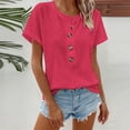 thumbnail image 3 of DISKEBUISS Women's Crew Neck Tops - Fashion Half Button Short Sleeve Blouse for Everyday Casual Comfort Clothing, 3 of 7