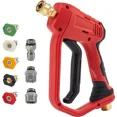 thumbnail image 2 of High Pressure Washer Gun, 4000 PSI Power Washer Spay Gun with Replacement Extension Wand, M22-14,15mm Inlet & 1/4'' Outlet, Pressure Washer Handle with 5 Nozzle Tips, 2 of 10