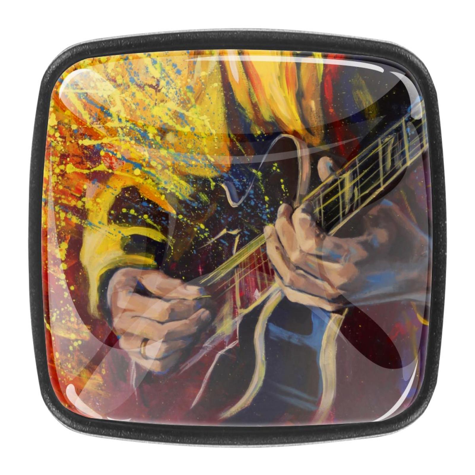 4 Pcs Square Handle Cupboard Knob Drawer Pulls Handle Guitar