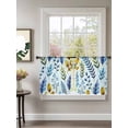 thumbnail image 2 of Sheer Curtains 54 Inch Length 2 Panels Set for Kitchen, Blue Yellow Leaves Semi Sheer Curtains for Windows, Spring Botanical Leaf Farmhouse Watercolor Voile Window Treatments Rod Pocket Curtain, 2 of 7