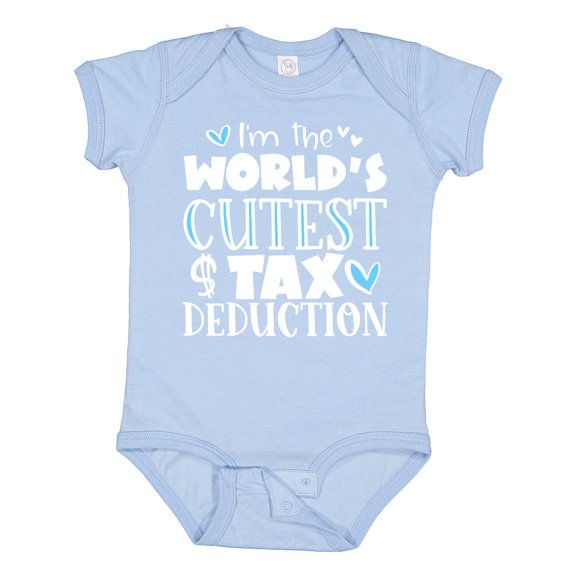 Inktastic I'm the World's Cutest Tax Deduction Blue Hearts Boys or Girls Baby Bodysuit
