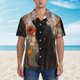 thumbnail image 2 of Balery Black Cat in Wildflowers Camisas hawaianas de manga corta para hombre, camisas playeras de corte holgado, camisas de vacaciones con botones,Large, 2 of 7