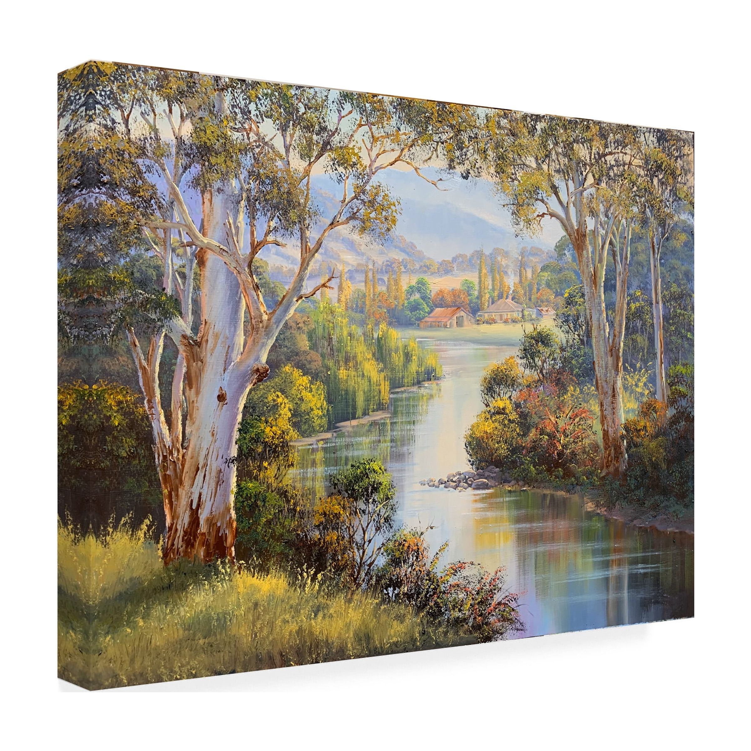 Canvas Wall Art - John Bradley 'Down by the Riverside' Wall Art for Living Room, Bedroom, or Office Décor by Trademark Fine Art - 19 x 14 Inches