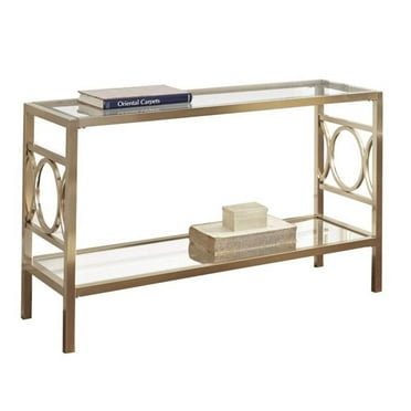 Bowery Hill Modern Glass Top Console Table in Gold Chrome