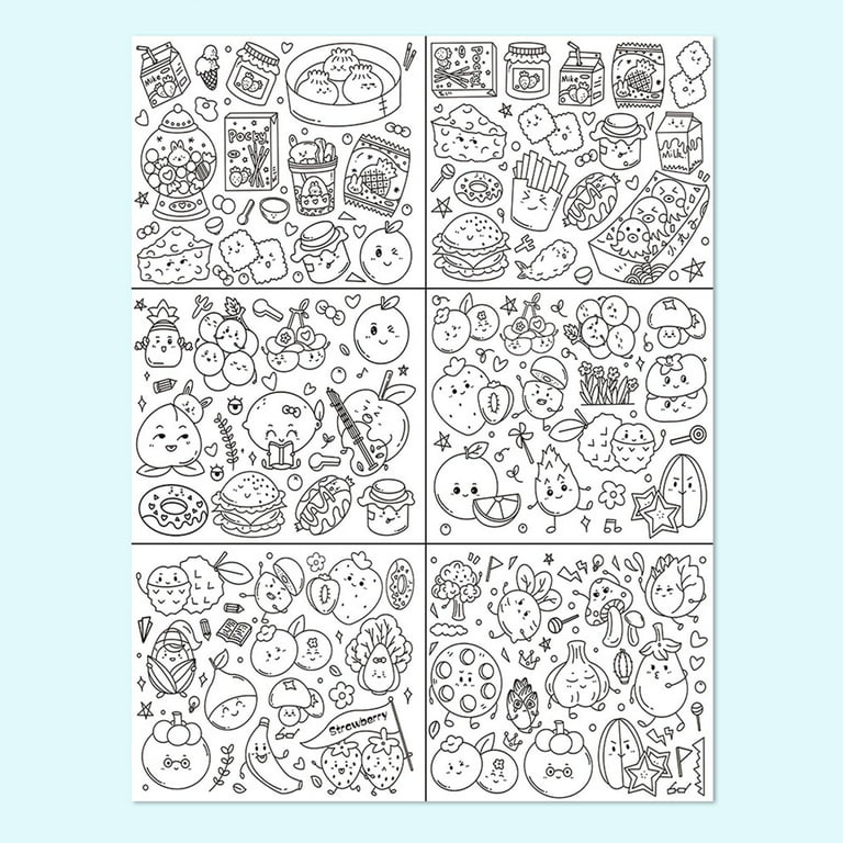 Kids Coloring Paper Roll, DIY Art Drawing Sticky Drawing Paper Roll,  Coloring Book Paper Toddlers Coloring Poster Gifts Fruit and Vegetable 