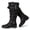 Black 722, variant on Love Steetly Women's Extra Wide Calf Knee High Boots, Slouchy Shaft with Triple Buckle Straps, Low Stacked Heel Side Zipper Casual Riding Tall Boots.