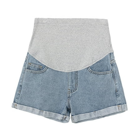 

FRSASU Clearance Women Summer Shorts Pregnant Denim Holes Pants Stretch Belly Maternity Clothes Blue XL(XL)