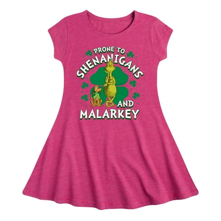 

The Grinch - Prone To Shenanigans Malarkey - Toddler and Youth Girls A-line Dress
