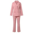 thumbnail image 3 of Womens Long Sleeve Solid Suit Set - Elegant Blazer & Pants with Pockets - Polyester Formal Outfit, S-XXL, Autumn/Winter, 3 of 4