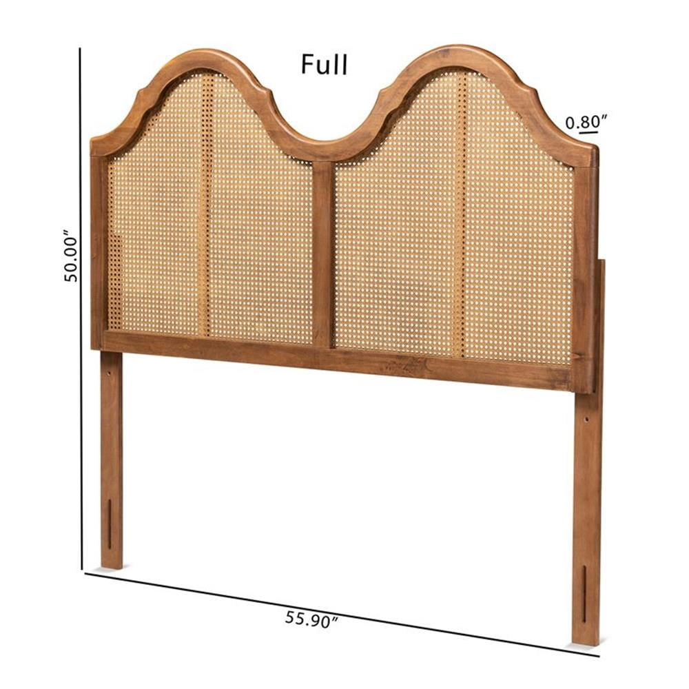 Bowery Hill Synthetic Rattan Walnut Headboard Arched Woven Detailing Queen Size Unassembled