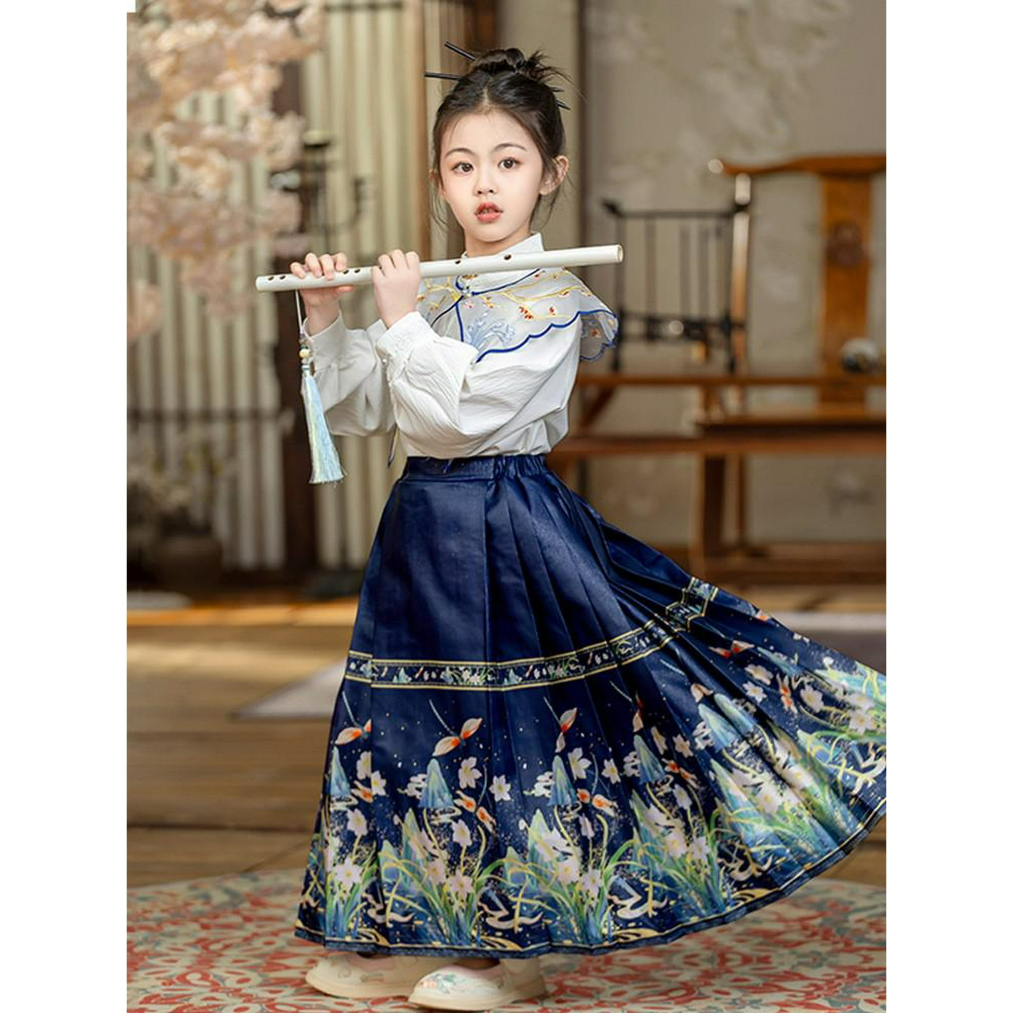Girls Chinese Style Horse Face Skirt Modern Wear Kids Hanbok Hanfu Dress  Children Daily Clothing Skirt Three Pieces Hanfu Suit FJH - Walmart.ca