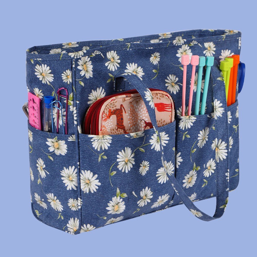 Large Crochet Bag Knitting Bags Totes Organizer, Traveling Crochet Bags Yarn Bag for Carrying Crochet Hooks, Knitting Kit, Skein Yarn Wool, Project, Knitting & Crochet