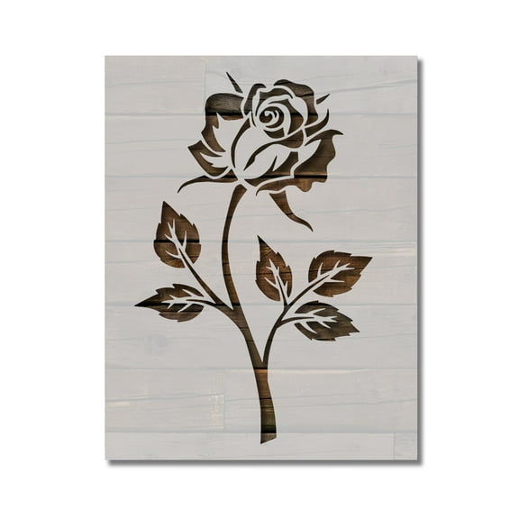 Single Rose Leaves Stencil Template Reusable 8.5 x 11 for Painting on Walls, Wood, Etc. By Stencilville